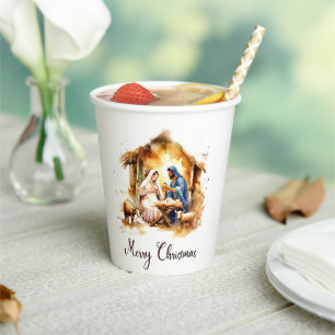 Merry Christmas Nativity Paper Cups