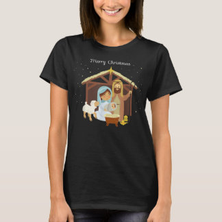 Merry Christmas & Nativity Scene Christian Faith H T-Shirt