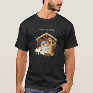 Merry Christmas Nativity Scene Christian Faith Hol T-Shirt