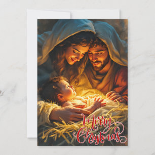 Merry Christmas Nativity Scene Holiday Card