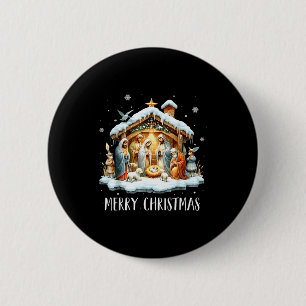 Merry Christmas Nativity Scene North Star Baby Jes 6 Cm Round Badge