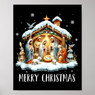 Merry Christmas Nativity Scene North Star Baby Jes Poster