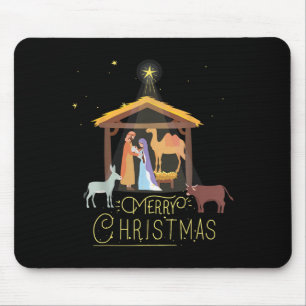 Merry Christmas - Nativity Scene North Star - Baby Mouse Pad