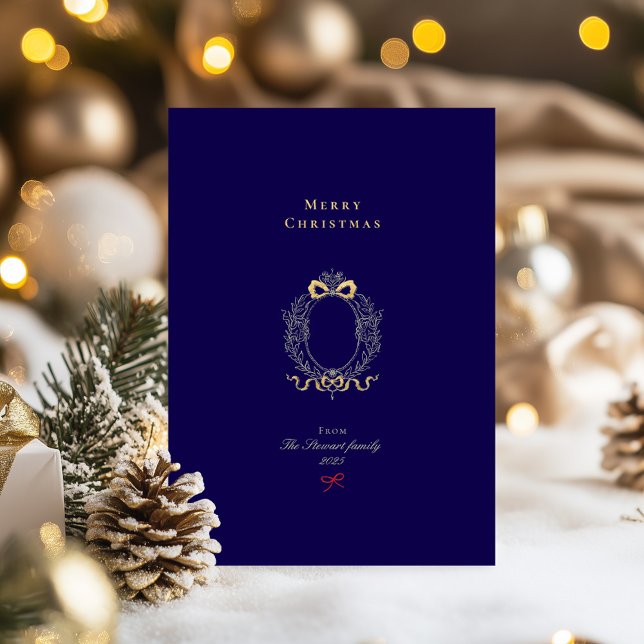 Merry Christmas Navy Blue & Gold  (Merry Christmas Navy Blue & Gold Foil Holiday Card)