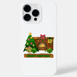 Merry Christmas near fireplace bonfire xmas tree Case-Mate iPhone 14 Pro Max Case