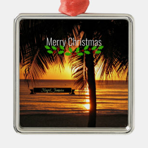 Merry Christmas, Negril, Jamaica, Metal Tree Decoration