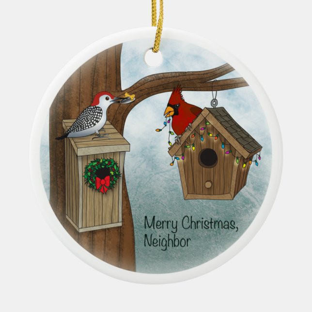 Merry Christmas Neighbour Ceramic Tree Decoration (Front)