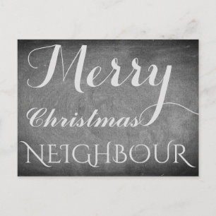 Merry Christmas Neighbour Chalkboard Typography Holiday Postcard