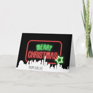 Merry Christmas Neon Sign Snowflakes Card