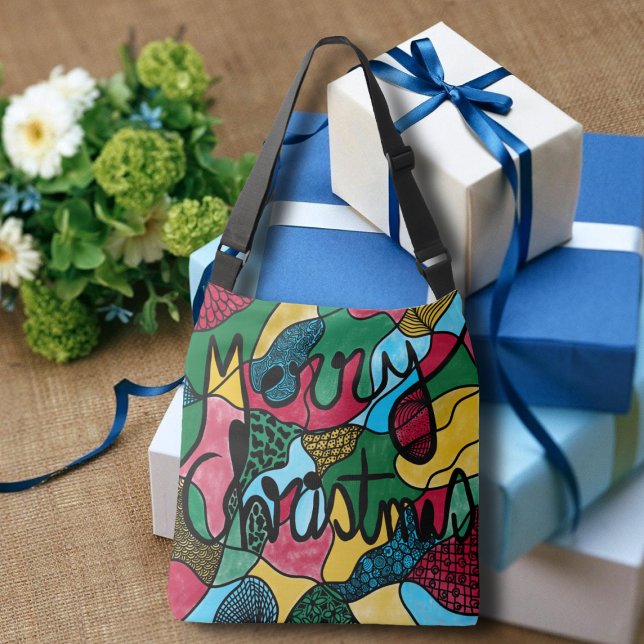 MERRY CHRISTMAS NEUROGRAPHIC & BLACK LINE CROSSBODY BAG (Creator Uploaded)