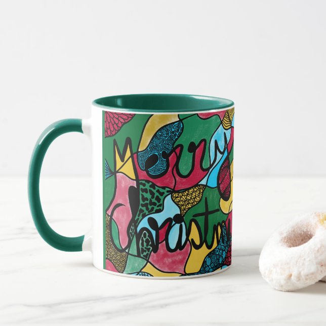 MERRY CHRISTMAS NEUROGRAPHIC & BLACK LINE  MUG (With Donut)