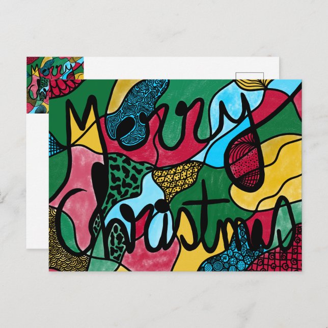 MERRY CHRISTMAS NEUROGRAPHIC & BLACK LINE  POSTCARD (Front/Back)