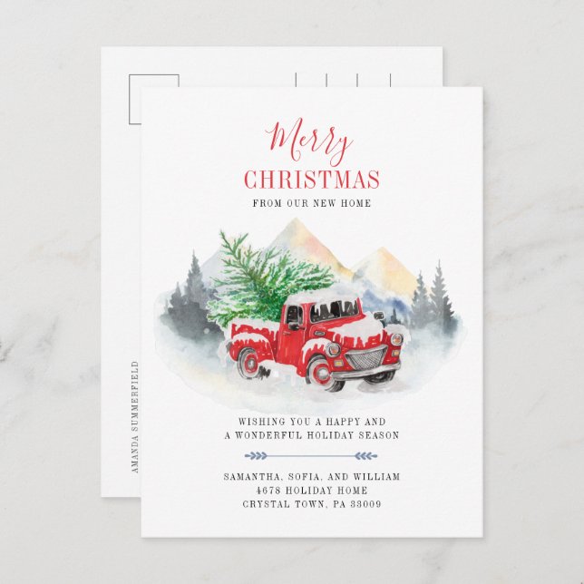 Merry Christmas New Address Holiday Moving Announcement Postcard (Front/Back)