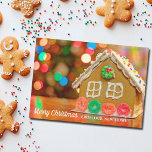 Merry Christmas New Home Address Gingerbread House Holiday Card<br><div class="desc">Merry Christmas from our new home. A cute gingerbread house photograph moving announcement for a family that moved right before winter. A fun and festive change of address holiday card.</div>
