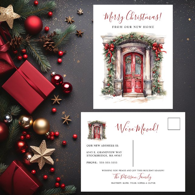 Merry Christmas New Home Front Door Moving Announcement Postcard (Creator Uploaded)