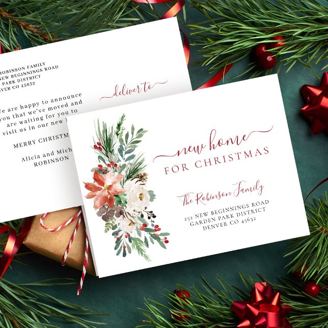 Merry Christmas new home holiday moving Announcement Postcard (Creator Uploaded)