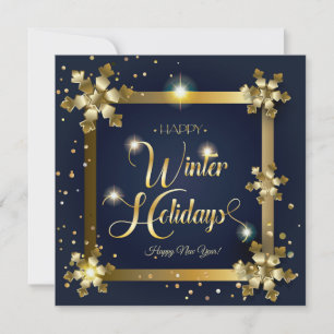 Merry Christmas & New Year! 2024 Gold Luxury Holiday Card