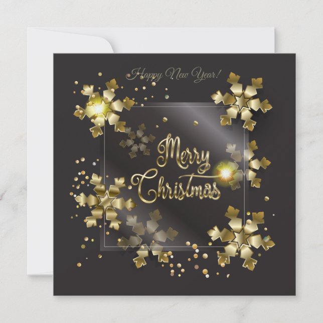 Merry Christmas & New Year! 2026 Gold Luxury Holiday Card (Front)