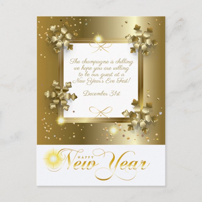 Merry Christmas & New Year! 2026 Gold Luxury Holiday Postcard (Front)