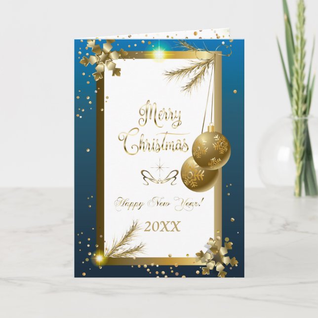 Merry Christmas & New Year! 20XX Gold Luxury Holiday Card (Front)
