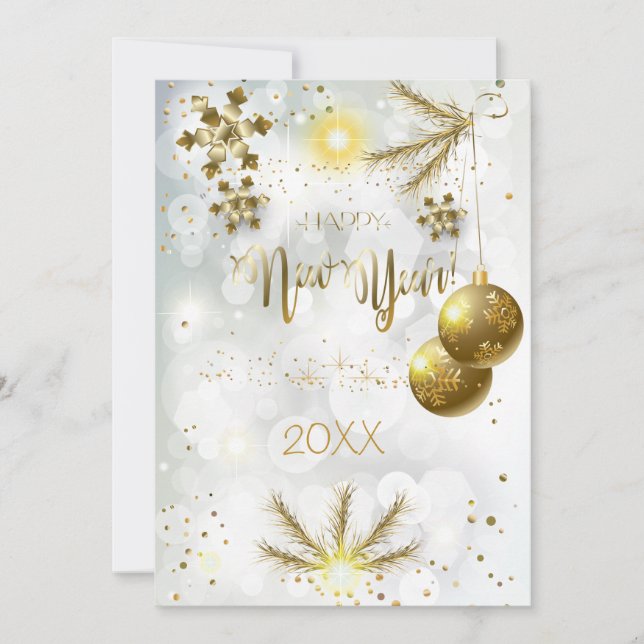 Merry Christmas & New Year! 20XX Gold Luxury Holiday Card (Front)