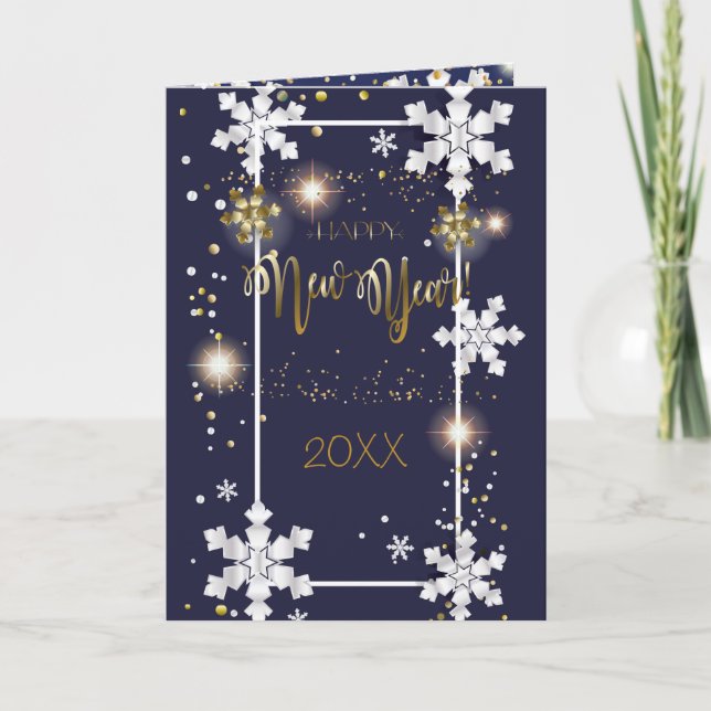 Merry Christmas & New Year! 20XX Gold Luxury Holiday Card (Front)