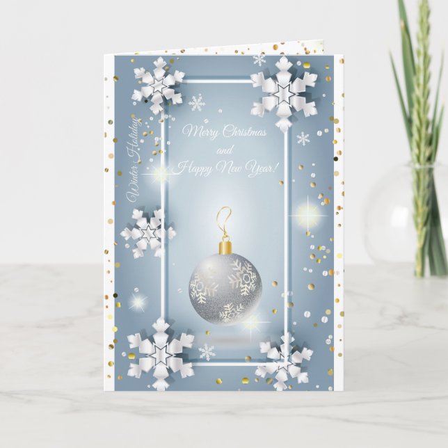Merry Christmas & New Year! 20XX Silver Luxury Holiday Card (Front)