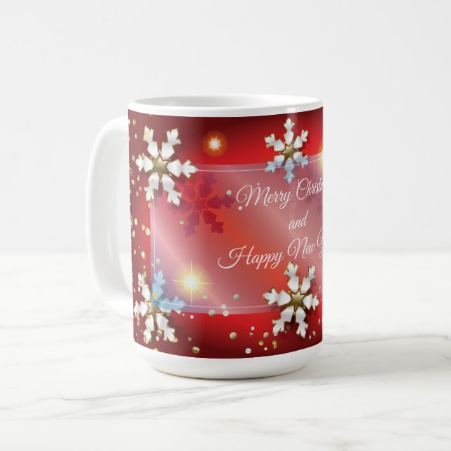 Merry Christmas & New Year! 20XX Silver Luxury Red Coffee Mug (Front Left)