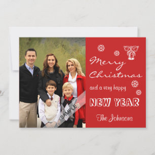 Merry Christmas New Year Personalised Photo Red Holiday Card