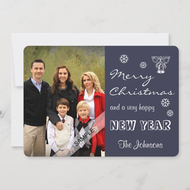 Merry Christmas New Year Personalised Photo Red Holiday Card (Front)