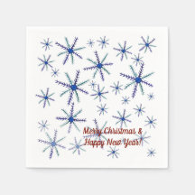 Merry Christmas, New Year Snowflakes Napkins