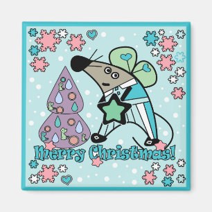Merry Christmas New Year Symbol Mouse Cartoon cute Magnet