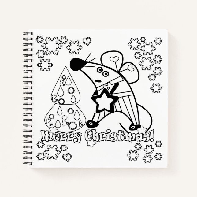 Merry Christmas New Year Symbol Mouse Cartoon cute Notebook (Front)