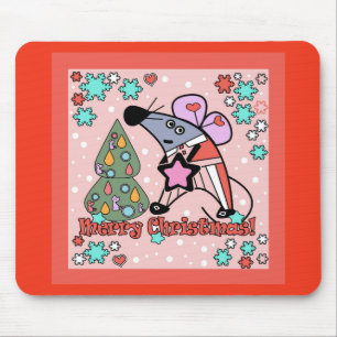 Merry Christmas New Year Symbol Mouse Cartoon cute Pad