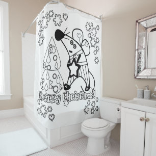 Merry Christmas New Year Symbol Mouse Cartoon cute Shower Curtain
