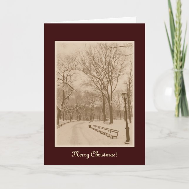 Merry Christmas - New York Central Park Snow Holiday Card (Front)