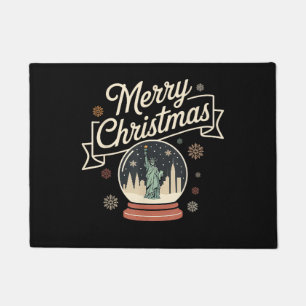 Merry Christmas New York in Snow Globe Snow Sparkl Doormat