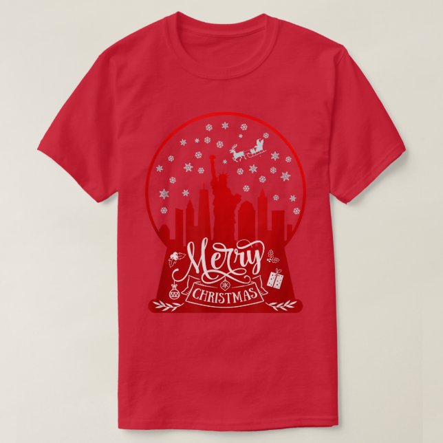 Merry christmas new york skyline in snow globe sno T-Shirt (Design Front)