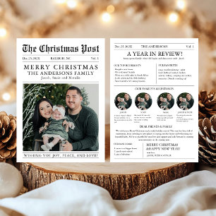 Merry Christmas Newspaper Family Photo Holiday Card