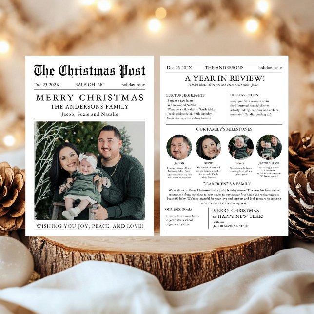 Merry Christmas Newspaper Year in Review Photo Holiday Card (Creator Uploaded)