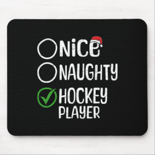 Merry Christmas Nice Naughty Hockey Player Xmas Li Mouse Pad