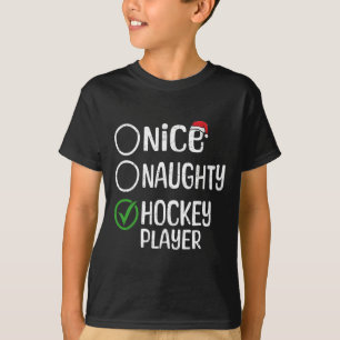 Merry Christmas Nice Naughty Hockey Player Xmas Li T-Shirt