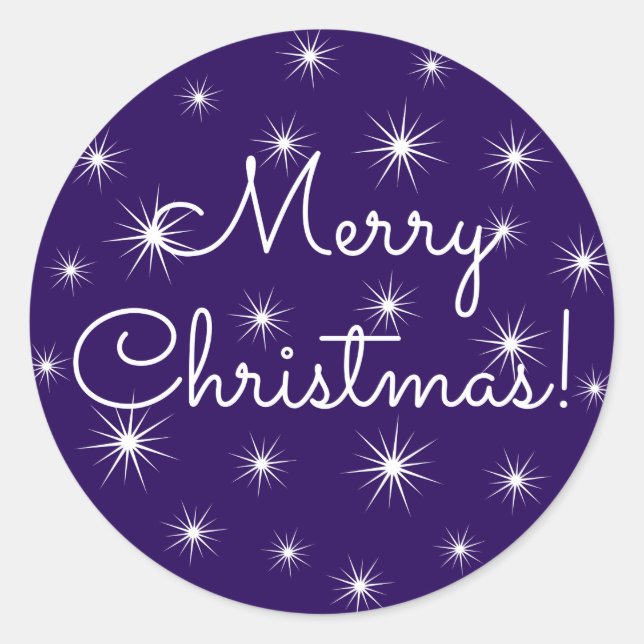 Merry Christmas Night Starry Sky Classic Round Sticker (Front)