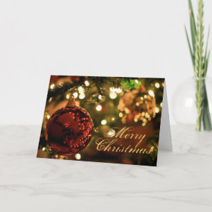 Merry Christmas Night Tree Custom Script  Holiday Card