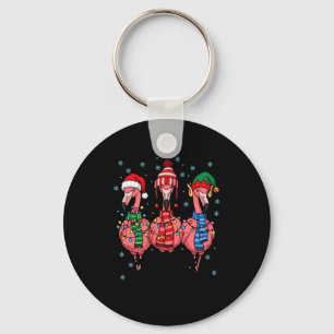Merry Christmas Nk Flamingo Santa Hat Matching Fam Key Ring