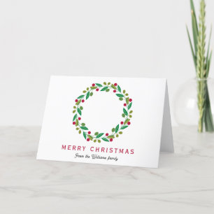 Merry Christmas - Non Photo Wreath Holiday Card