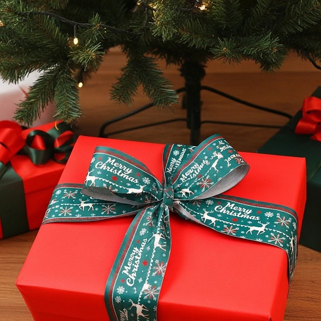 Merry Christmas nordic pattern Grosgrain Ribbon (Creator Uploaded)