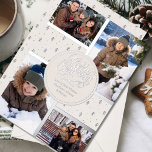 Merry Christmas Nordic Pine 4 Photo Collage Silver<br><div class="desc">Personalise this luxury silver foil Christmas card with four of your favourite photos. The design features minimalist nordic pines with "Merry Christmas" lettered handwritten calligraphy. The template is set up ready for you to add your four photos and your name(s), which is lettered in real foil. Your pictures are displayed...</div>