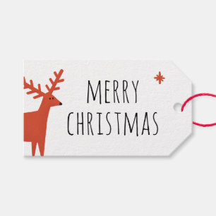 Merry Christmas   Nordic Woodland Red Reindeer Gift Tags