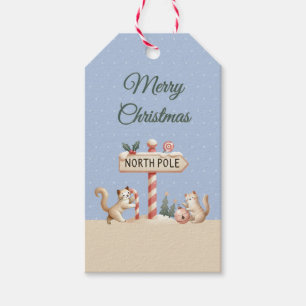 Merry Christmas North Pole Cute Cats Gift Tag